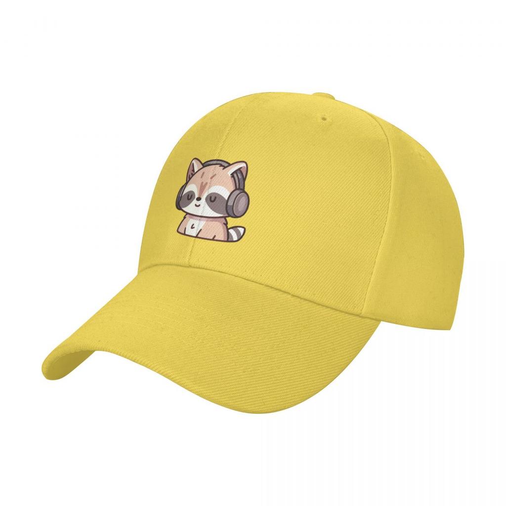 Music-Loving Raccoon with Headphones Baseball Cap New In The Hat Hat Man For The Sun Boy Women's