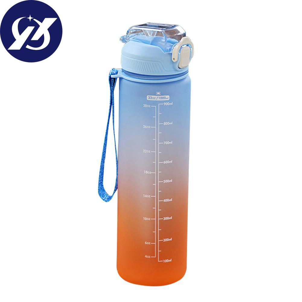 Plastic Water Bottle with Time Marker Fitness Sports Leakproof Drink Cup