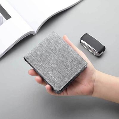 Portafoglio da uomo tinta unita grande capacità stile business slot multipli grande capacità con etichetta in metallo porta carte di credito portatile Sticthing