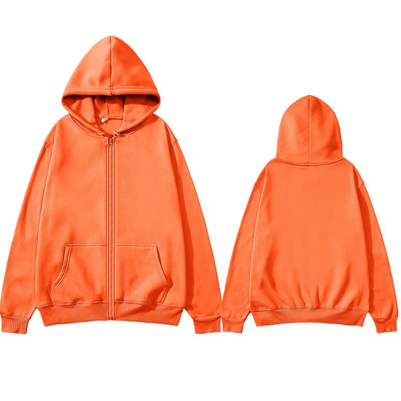 Unisex Zipper Hoodie - Velvet-Lined, Thick, Fashionable, for Autumn/Winter