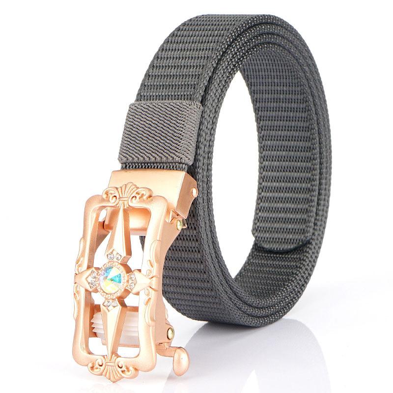 New Women'S Commuting Belt With Automatic Buckle Nylon Waistband, Outdoor Leisure Versatile Double-Layer Thick Belt