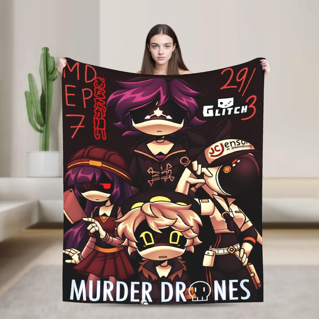 Murder Drones N and Uzi Blanket  Warm Soft Street Trend Plush Throw Blanket For Bedroom Travel Flannel Bedspread Bed Cover