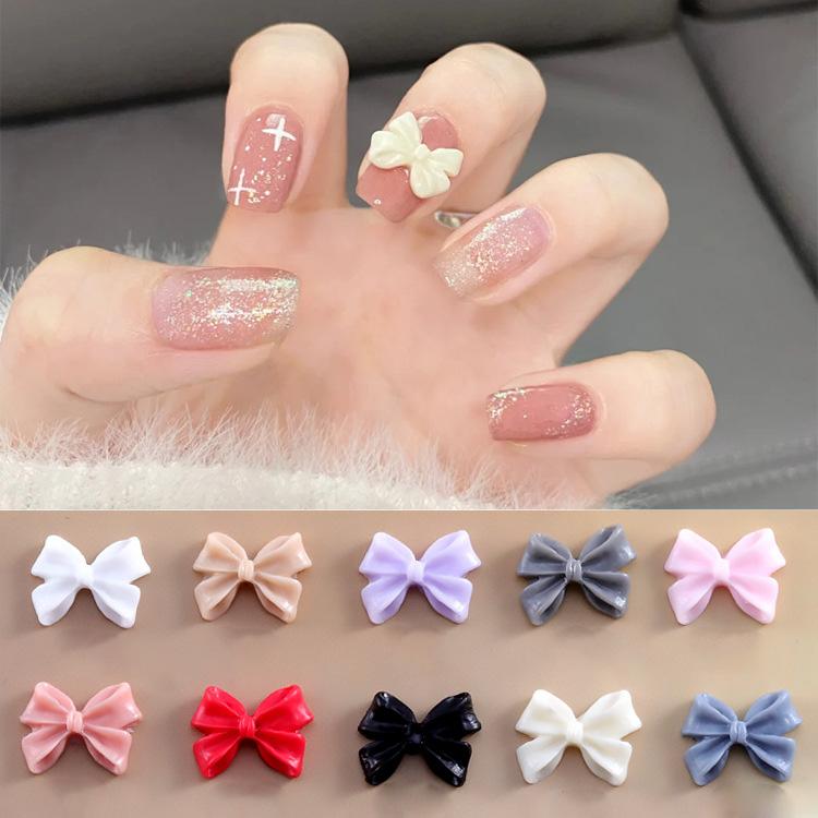50/100 pezzi Rosa Bianco Kawaii Fiocco Ciondolo per Unghie 3D Resina Fiocco Flatback Gemme per Unghie 8*10mm Strass Gioielli per Nail Art #Papillon
