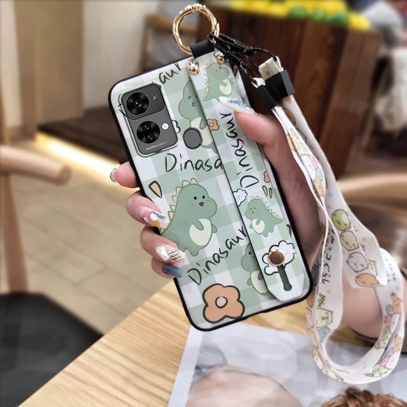 Wristband Waterproof Phone Case For Oukitel C33 Lanyard Cartoon Fashion Design Wrist Strap Anti-dust Ring Kickstand Cute