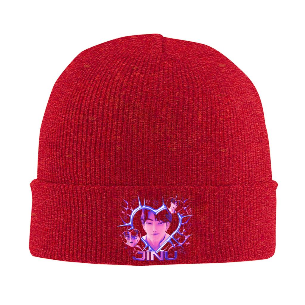 Halloween Jinu Heart Shape Portrait Beanie Hats KPop Demon Hunters Bonnet Hats Unisex Women Unisex Skullies Beanies Head Wrap Caps