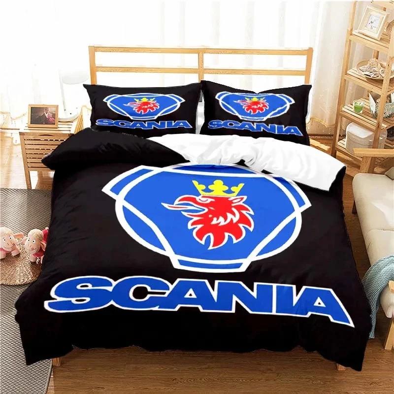 Scanias Truck Logo Bedding Set Boys Girls Twin Queen Size Duvet Cover Pillowcase Bed Kids Adult Fashion Home Textileextile
