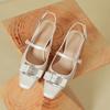 French Mary Jane Single Shoes Bag Head Sandals Women's Thick Heel 2025 New Summer Silver One-word Buckle with High Heels
