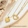 Stainless Steel Gold-Plated Love Heart Necklace with Inlaid Diamonds