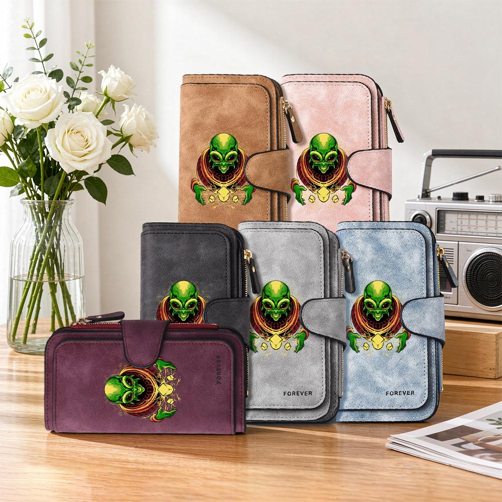 Alien Pattern Long Wallet Fashion Multi Card Holder Portable Purse