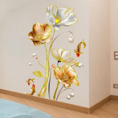 Eine Vielzahl handbemalter großer Blumen, Schmetterlinge, bronzierter Wandaufkleber, dekoratives Badezimmer, Schlafzimmer-Hintergrund selbstklebende Wandaufkleber