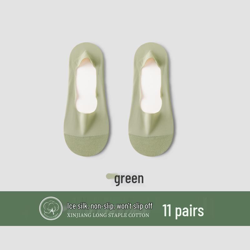 Women's Ice Silk Low-Cut Ankle Socks: Breathable, Anti-Slip, Thin, Pure Cotton, No-Show Design.