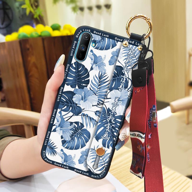 Elderly Lady Phone Holder Phone Case For OPPO Realme C3/C3i/Narz N10A Silicone Wristband Waterproof Shockproof Lanyard