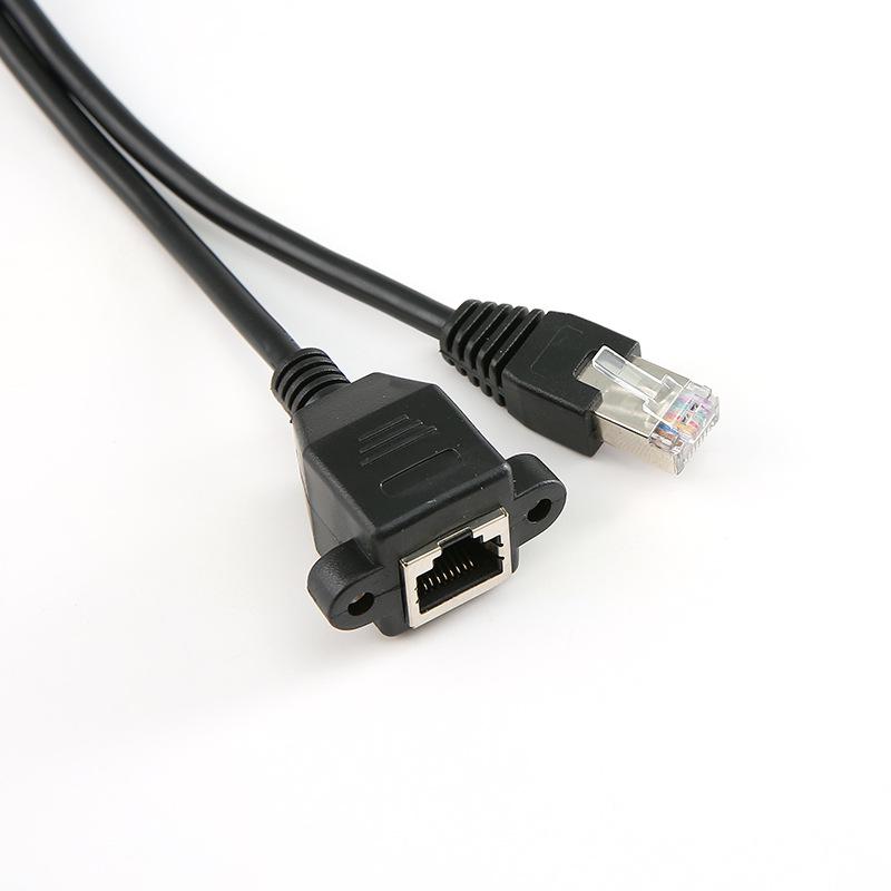 30CM RJ45 Ethernet Extension Cable, Male to Female, with Screw Holes for Secure Installation