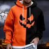 Men's Halloween Hoodie Funny Pumpkin Face Hoodie Scary Long Sleeve Top