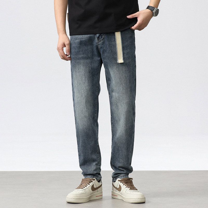 Foreign Trade Surplus American Retro Jeans for Men, Spring and Autumn, Loose Casual Tapered Stretch Skinny Straight-Leg Pants