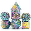 Cusdie Dragon Font DND Dice Metal, Auspicious Cloud, 7Pcs Polyhedral Dice Set, for D&D Role Playing Game Pathfinder Board Games