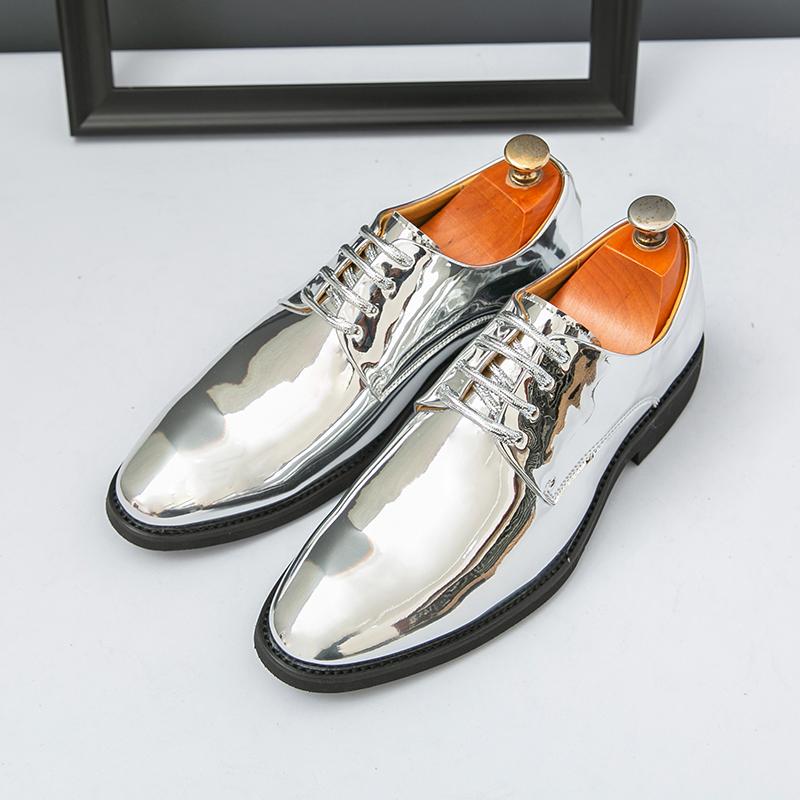 

Fashion Classic Men Formal Shoes Gold Silver Lace Up Business Office Outdoor Performance Fashionable Leather Shoes Size 38-50 Men Shoes 50 серебряный