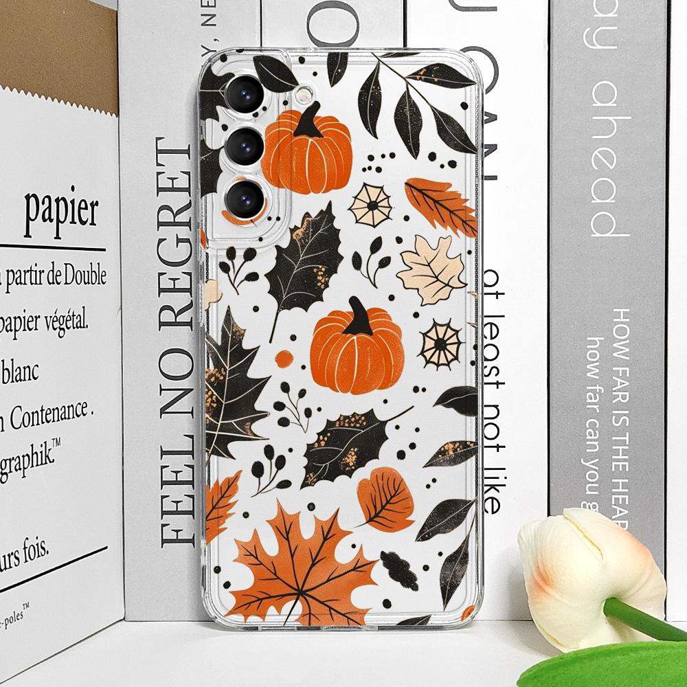 Funny Fall Maple Leaf Pumpkin Mushroom Phone Case for Samsung Galaxy A55 A54 A53 A14 A16 A36 A13 A15 A25 A07 5G Clear Soft Cover