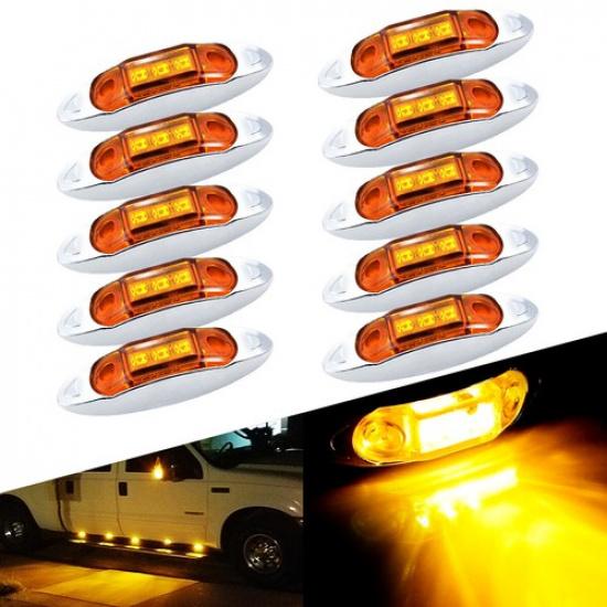 10-50 Red Amber 4" Marker Lights 3LED Clearance Side Light Truck Trailer RV EOA