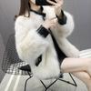 Jacket women's imitation fox fur PU leather splicing winter new short thickened plush fur coat