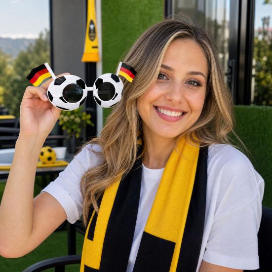 Soccer Fans Sunglasses, Football Events Stadium Sunglasses, Lightweight Football Frame, National Flag Sunglasses for Men Women Party Photo Props