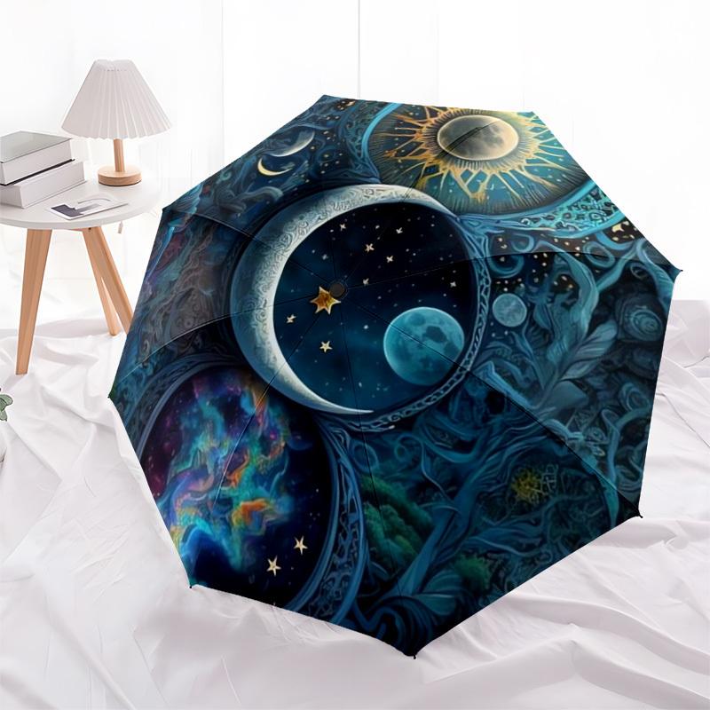 1pc Celestial Yin-Yang Harmony Umbrella with Plastic Handle,Suitable for All Seasons Home Travel Outdoor UmbrellaDD869