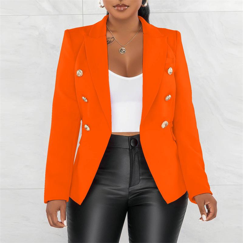 Black Women Blazers Turn Down Collar Long Sleeve Single Breated Slim Fit Button Up Causal Office Work Jackets for Ladies