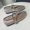 Mesh Atmungsaktiv Strass Modische Damen Flats Sommer Neuer Stil Ballett Schnalle Flache Mary Jane Schuhe Damenschuhe