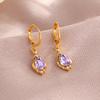 ZAKOL Vintage Shiny Purple Crystal Stone Drop Hoop Earrings For Women Water Dorp Boho Long Dangle Earrings Jewelry Gift