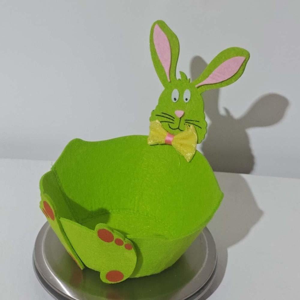 Metal Rabbit Candy Box Exquisite Cut Felt Bunny Basket Portable Cartoon Easter Storage Case Children Gifts