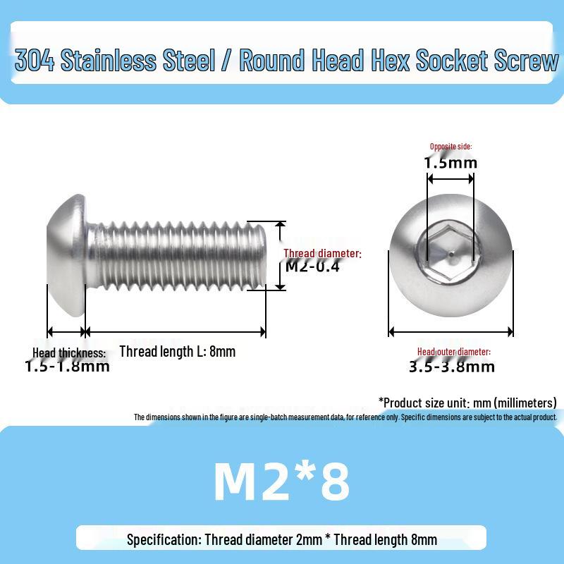 304 Stainless Steel Mushroom Head Hexagon Screw M2-M6