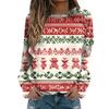 Women's Fashion Casual Long Sleeve Christmas Printed Neck Sweatshirt Top