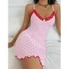 2025 Heart Print Slim Fit Lace V-Neck Women's Camisole Nightgown Pajamas