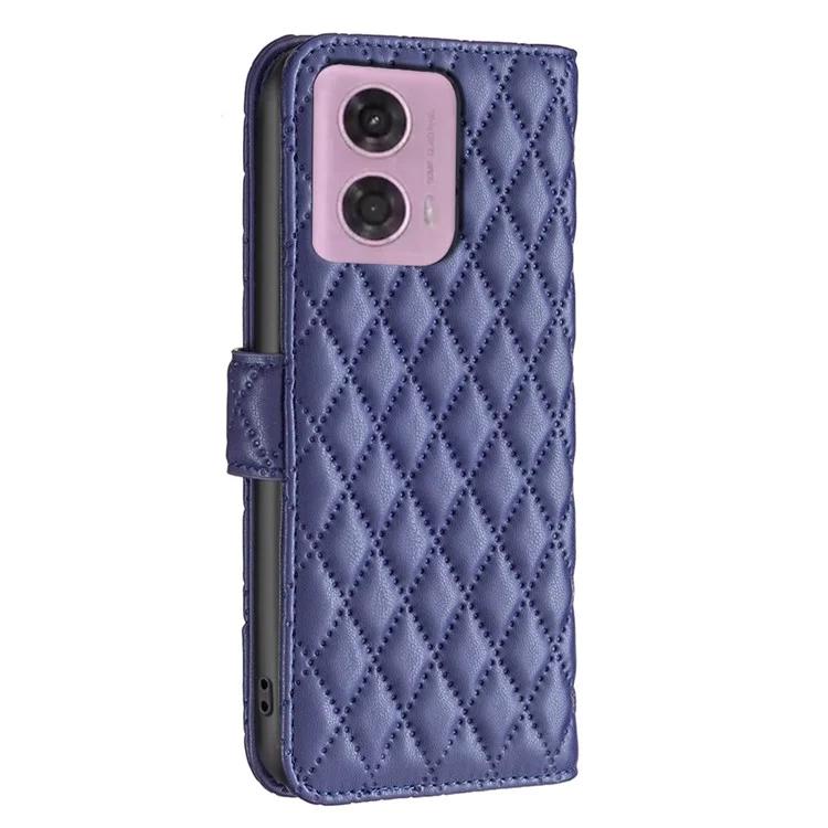 BINFEN COLOR BF Style-14 For Motorola Moto G34 5G Wallet Phone Case Rhombus Grid Pattern