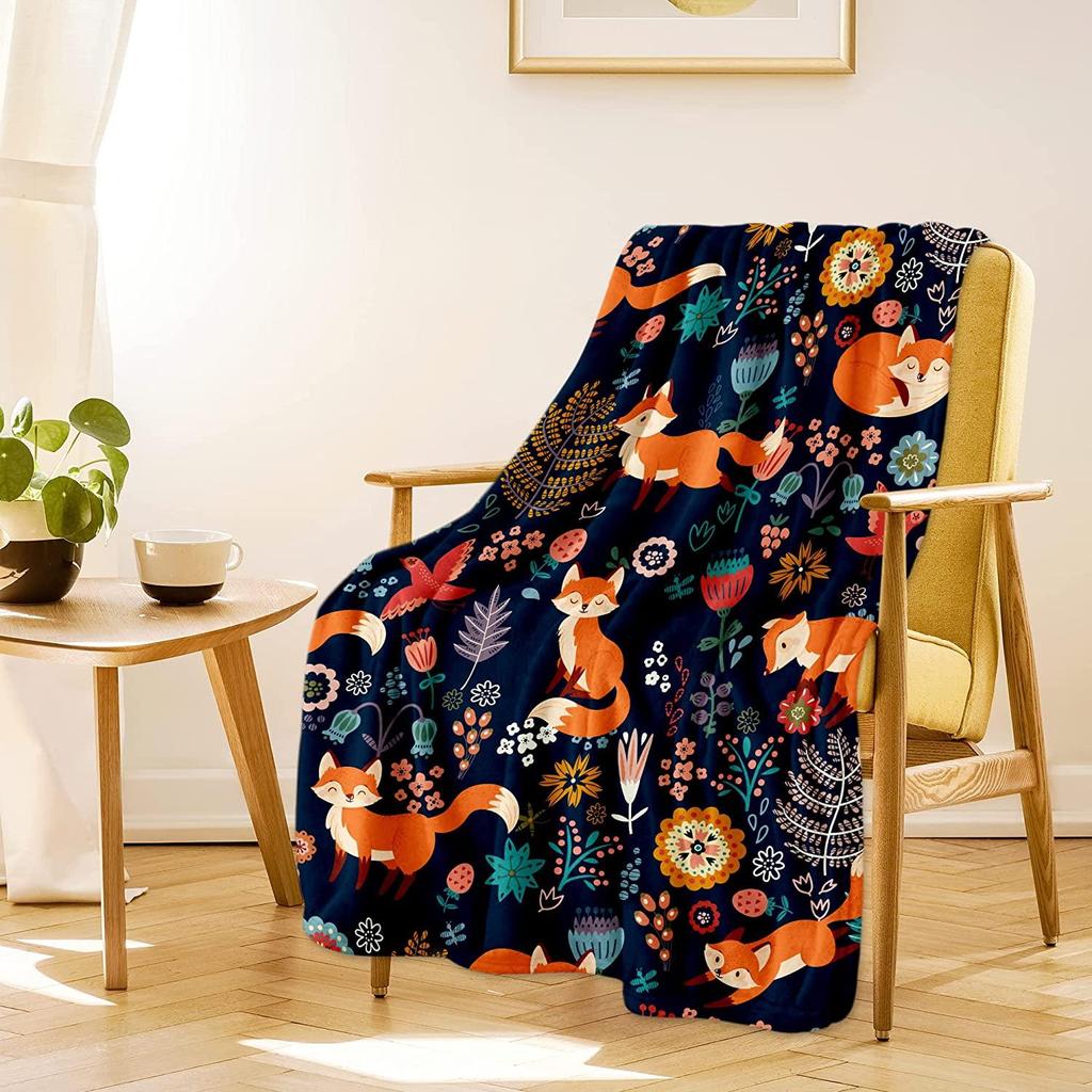Fuchs-Decke für Mädchen, Jungen, Erwachsene, Fuchs-Geschenke, superweiche Überwurfdecken für Bett, Couch, Sofa, leichte Überwurf-Faultier-Decke, Bettwäsche