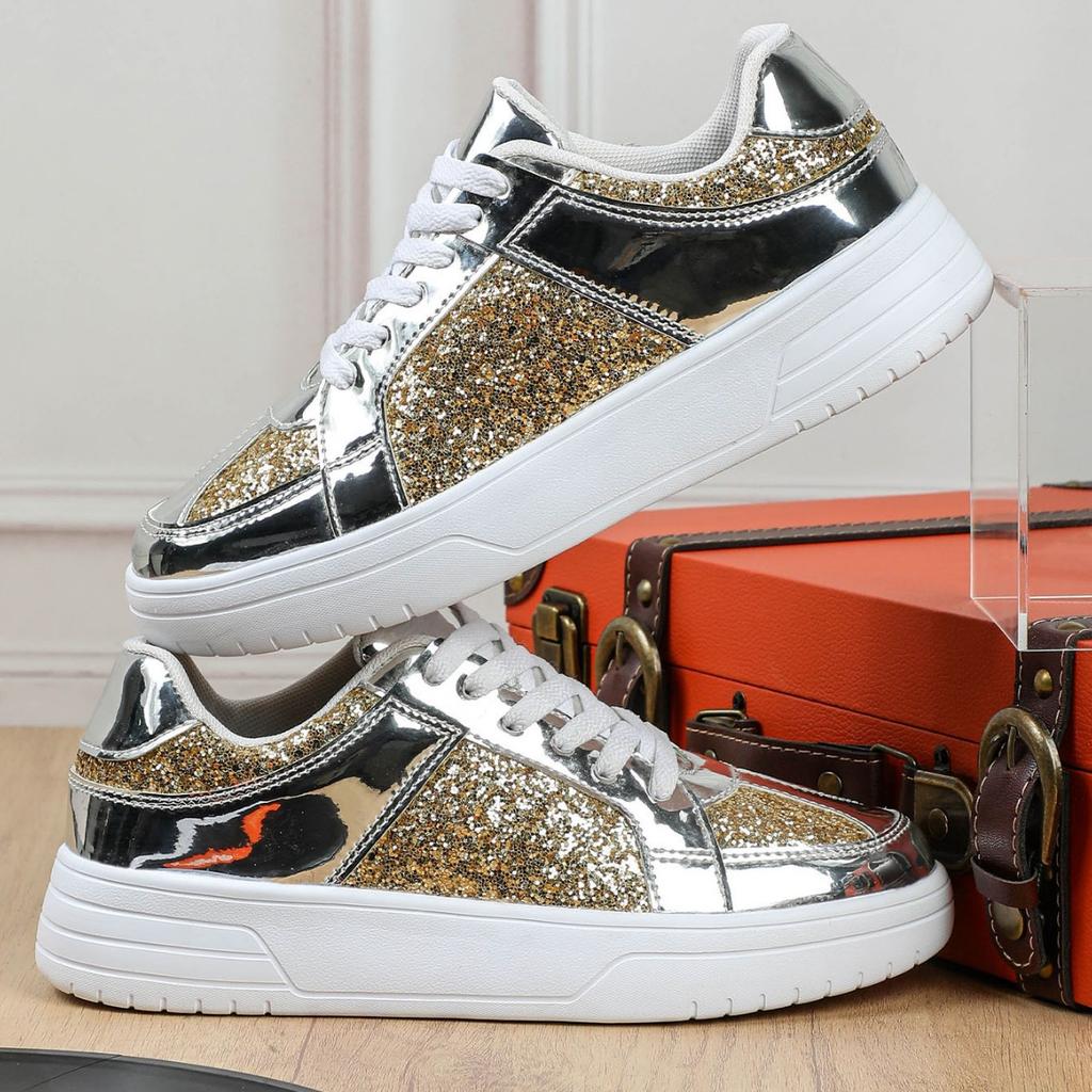 Casual Board Shoes Women Fashion Sequin Flats Breathable Walking Shoes Low-cut Daily Versatile Casual Shoes