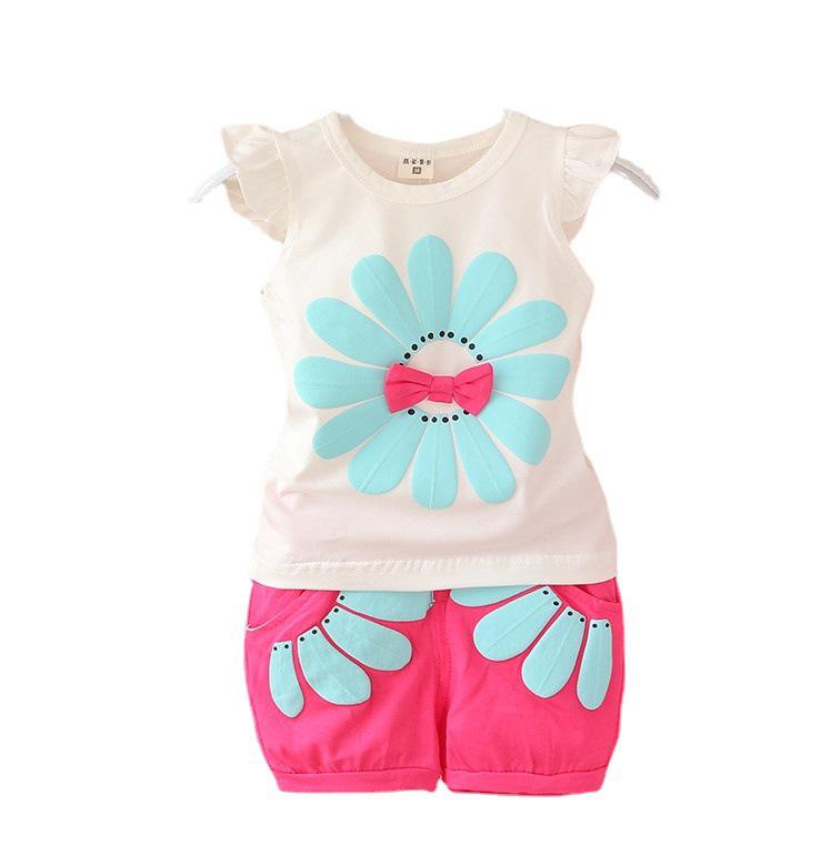 Korean-Style Summer Floral Vest & Shorts Set for Girls (0-4 Years)