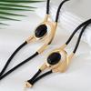Simia style necklace and bracelet set, double black rope design, with oval black rhinestone pendant, ladies fashion jewelry