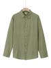 Men's European & American Linen Stand-Up Collar Cardigan Shirt - Solid Color, Long Sleeve, Casual, 2021