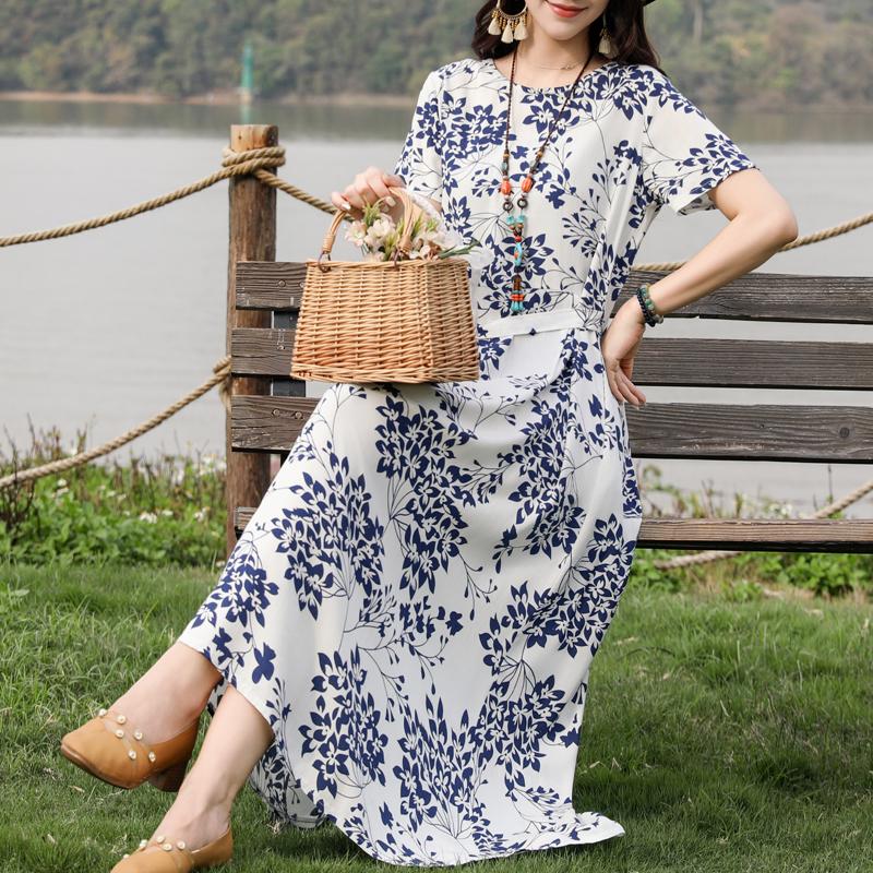 Women's Elegant Dresses Summer Vintage Clothes Casual Short Sleeve Summer Long Dresses