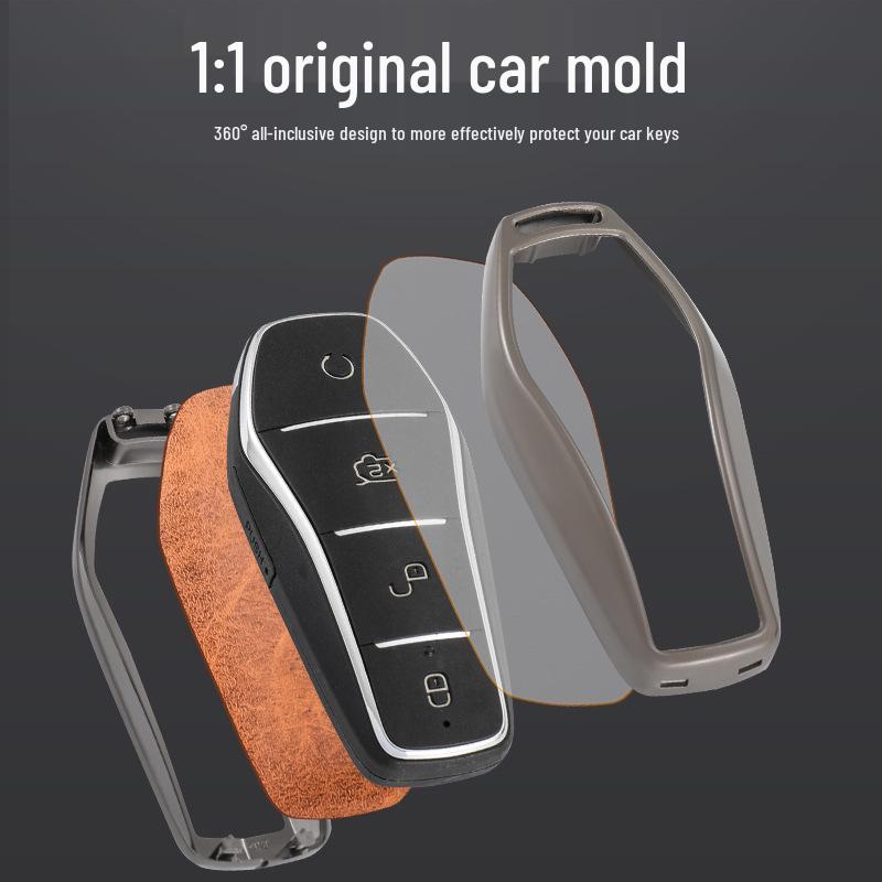 Compatible Key Cover for 2022 BYD Han DM-i EV Genesis Edition - Metal Shell Buckle