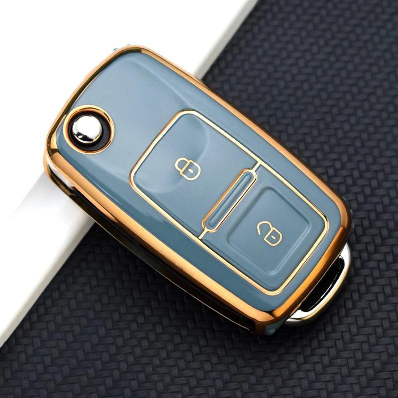 TPU Shell Fob Car Key Case Cover For Volkswagen VW Tiguan Beetle Caddy T5 Up Eos Skoda Octavia Seat Leon Altea Polo Golf Passat