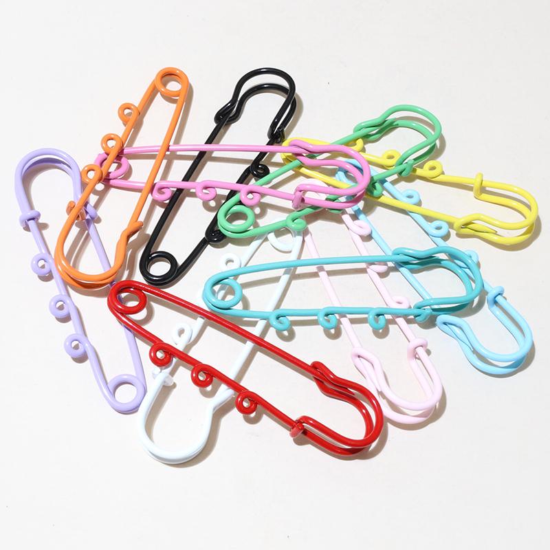 10pcs Crafts Safety Pins Brooch Metal Sewing Pins 61x17mm Clothes Pins with 3 Loops for Tags DIY Jewelry Making Accessories