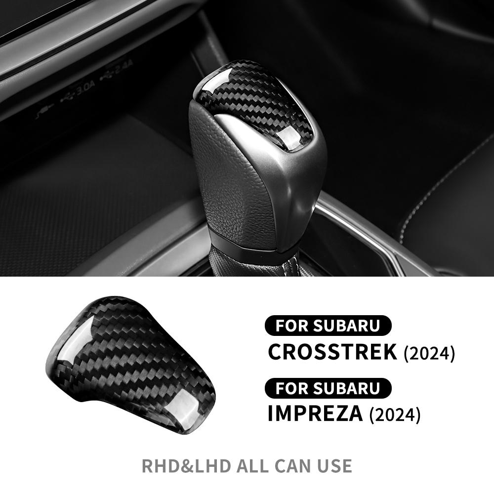 Real Hard Carbon Fiber Car Gear Shift Head Cover Sticker For Subaru Crosstrek Impreza 2024 2025 RHD LHD Interior Accessories