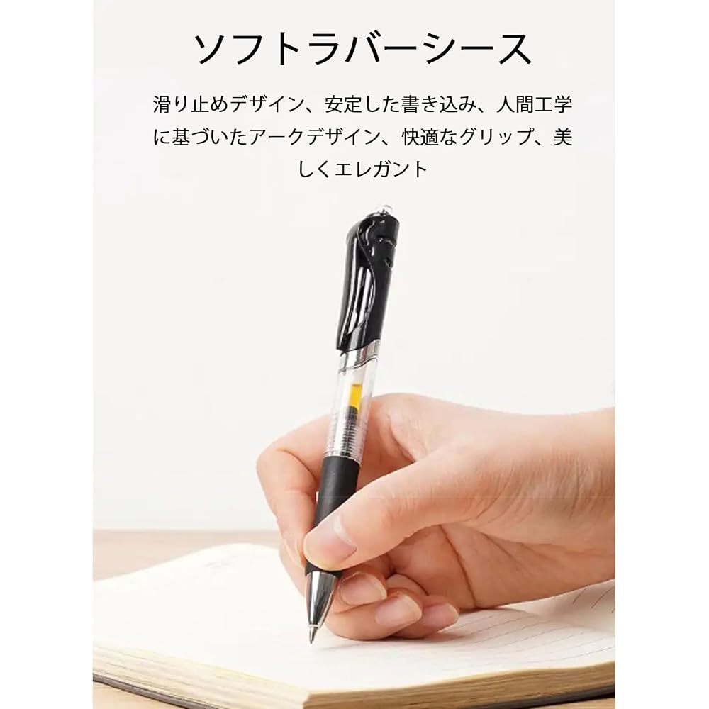 Gel Ball Pen Ballpoint Pen Knock Type 0.5 Black/Red 10 Pcs Quick Dry Notebook Graph Sketch Office...