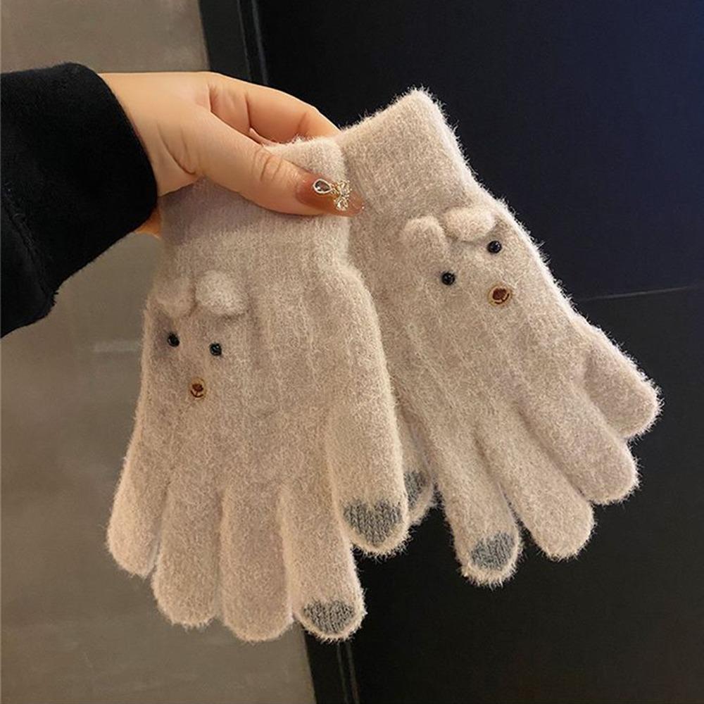 Verdickte Gestrickte Fäustlinge Touchscreen Alle Finger Handschuhe Warme Handschuhe für Outdoor Radfahren Fahren
