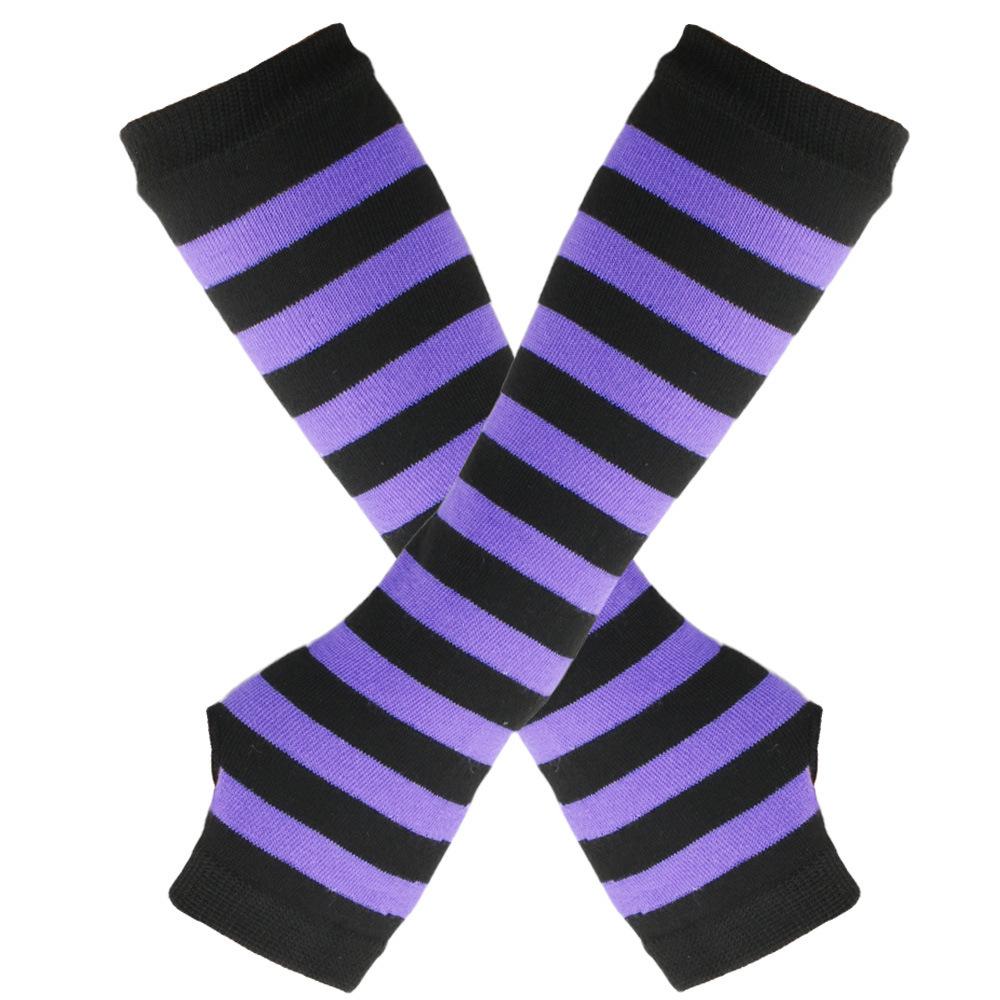 Gestreeepte Vingerloze Armwarmers, Gebreide Armhoezen met Duimgat voor Cosplay & Feest