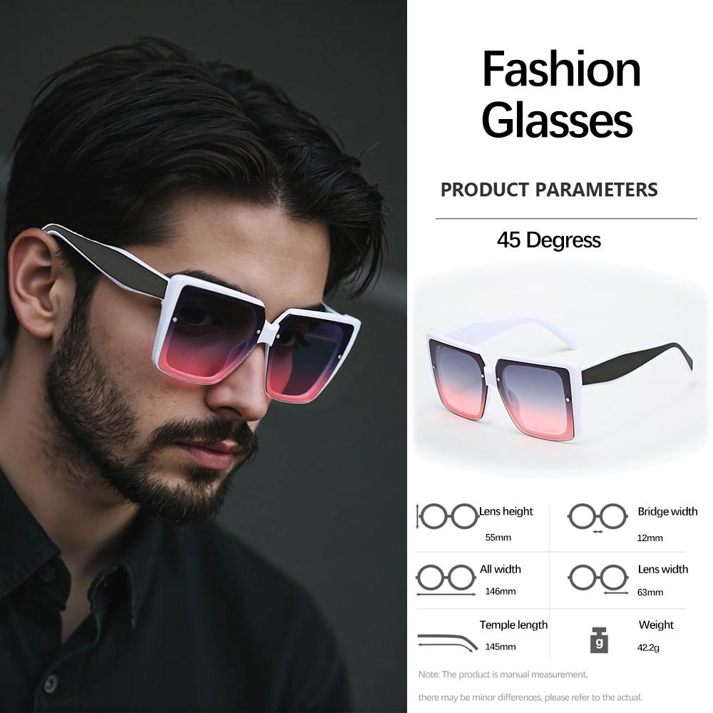 

For Male Retro High Square Sunglasses Glass PC Material Minimalist Design for Spring Summer Versatile for Urban Commuting