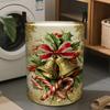 1pc Retro Christmas Storage Basket with Golden Bells & Red RibbonPortable Handle for Easy Carrying, Ideal for Holiday Decor