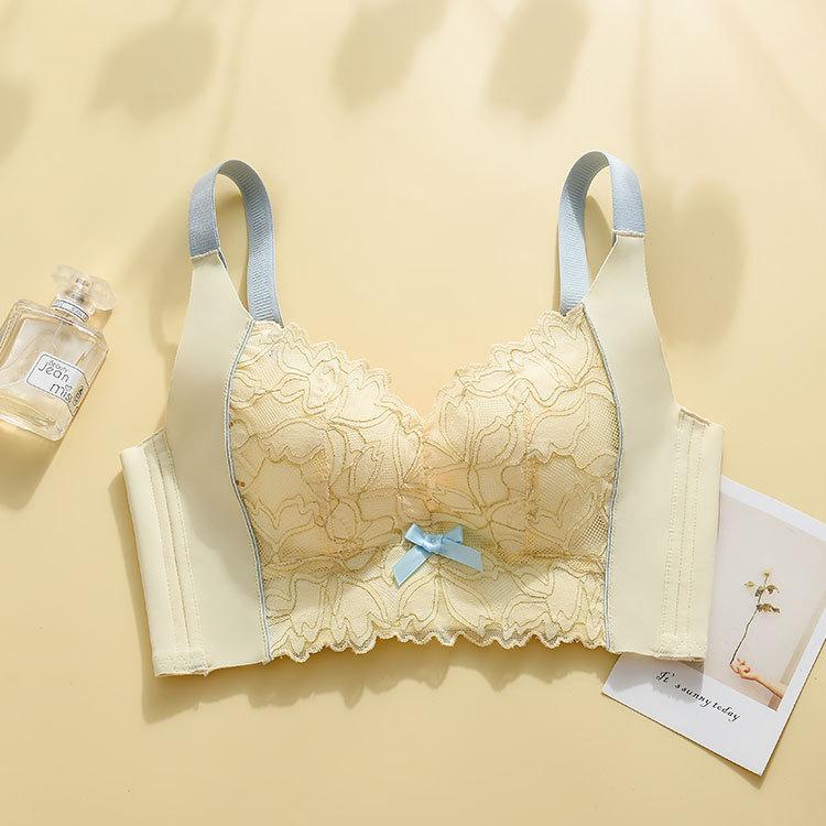 Intelligent temperature sense, no steel ring, small chest gathered, large and seamless, upper support, anti-sagging lace bra